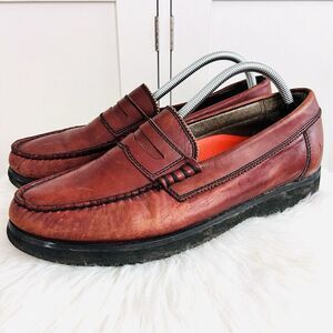 Rockport Genuine Handsewn Rocsports Oxblood Brown Leather Loafers Mens 10.5 M
